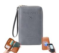 Generico Rowgins Multi-Functional RFID Passport Wallet, rowgins rfid passport holder for travel, passport wallets, Slim Leather Cover for Credit Cards, Tickets, and Cash, for Men & Women (Gray)
