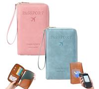 Generico Rowgins Multi-Functional RFID Passport Wallet, rowgins rfid passport holder for travel, passport wallets, Slim Leather Cover for Credit Cards, Tickets, and Cash, for Men & Women (2pcsC)