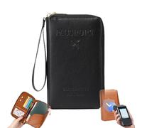 Generico Rowgins Multi-Functional RFID Passport Wallet, rowgins rfid passport holder for travel, passport wallets, Slim Leather Cover for Credit Cards, Tickets, and Cash, for Men & Women (Black)