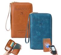 Generico Rowgins Multi-Functional RFID Passport Wallet, rowgins rfid passport holder for travel, passport wallets, Slim Leather Cover for Credit Cards, Tickets, and Cash, for Men & Women (2pcsA)