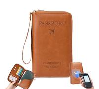 Generico Rowgins Multi-Functional RFID Passport Wallet, rowgins rfid passport holder for travel, passport wallets, Slim Leather Cover for Credit Cards, Tickets, and Cash, for Men & Women (Brown)