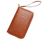 Generico Rowgins Multi-functional Rfid Passport Wallet,Travel Essentials Passport Holder,Wallet Cover Case for Passport,Secure ID Card Organizer with Zipper Closure,for Boarding Passes, Cash (Brown)
