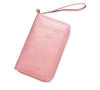 Generico Rowgins Multi-functional Rfid Passport Wallet,Travel Essentials Passport Holder,Wallet Cover Case for Passport,Secure ID Card Organizer with Zipper Closure,for Boarding Passes, Cash (Pink)
