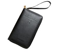 Generico Rowgins Multi-functional Rfid Passport Wallet,Travel Essentials Passport Holder,Wallet Cover Case for Passport,Secure ID Card Organizer with Zipper Closure,for Boarding Passes, Cash (Black)