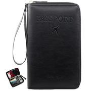 Generico Rowgins Multi-Functional Rfid Passport Wallet, Travel Passport Holder For Men & Women, Secure Id Card Organizer With Anti-Theft Protection, Leather Cover for Tickets (Black)