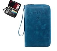 Generico Rowgins Multi-functional Rfid Passport Wallet, Travel Passport Holder for Men & Women, Secure ID Card Organizer with Anti-Theft Protection, Card Organizer for Men Women (blue A)