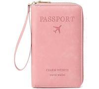 Generico Rowgins Multi-functional Rfid Passport Wallet, Travel Passport Holder for Men & Women, Secure Id Card Organizer with Anti-Theft Protection for Credit Cards, Tickets, and Cash (pink)