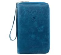 Generico Rowgins Multi-functional Rfid Passport Wallet, Travel Passport Holder for Men & Women, Secure Id Card Organizer with Anti-Theft Protection for Credit Cards, Tickets, and Cash (peacock blue)
