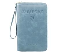 Generico Rowgins Multi-functional Rfid Passport Wallet, Travel Passport Holder for Men & Women, Secure Id Card Organizer with Anti-Theft Protection for Credit Cards, Tickets, and Cash (sky blue)