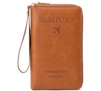 Generico Rowgins Multi-functional Rfid Passport Wallet, Travel Passport Holder for Men & Women, Secure Id Card Organizer with Anti-Theft Protection for Credit Cards, Tickets, and Cash (brown)