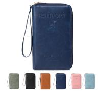 Generico Rowgins Multi-Functional Rfid Passport Wallet, Travel Wallet for Men & Women, Anti Theft Passport Holder for Credit Cards, Tickets, and Cash (Dark Blue)
