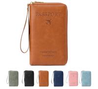 Generico Rowgins Multi-Functional Rfid Passport Wallet, Travel Wallet for Men & Women, Anti Theft Passport Holder for Credit Cards, Tickets, and Cash (Brown)