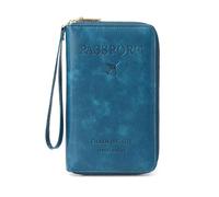Generico Rowgins Rfid Passport Holder, Rowgins Multi-Functional RFID Passport Wallet, Travel Essentials Organizer with Card Slots, Slim Passport Cover for Men and Women (Blue a)
