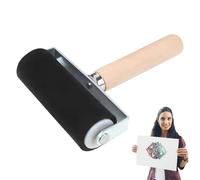 Generico Rubber Roller - Crafting Roller with Wooden Handle, 50g, 100g, 200g Ink Applicator, 1 Piece Stamping Tool for Printmaking, Ink Ŕoller for Transfer Scrapbooking Art Paper Wallpaper Paint
