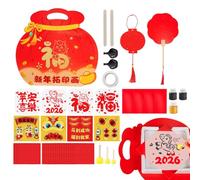 Genérico Rubbing Plates For Kids Art - Chinese Character Crafts Activity | New Year Painting Kit,for Boys Girls Home School Kindergarten Holiday Celebration