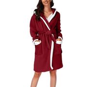 Generico Rube Fluffy per Donna, di Lunghezza Media, Rube da Bagno con Cintura, Morbide e Pellicciate, Rube Kimono con Tasche, per Autunno e Inverno(Red, XXL)