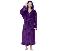 Generico Rube per Uomo per Autunno e Inverno, Calda e Pellicciata, Rube da Bagno in Felpa a Colore Solido, con Cappuccio e Cintura, Cardigan con Maniche Lunghe(Purple, XXXXXL)