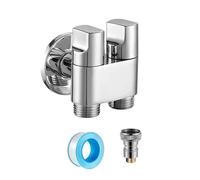 Generico Rubinetti for Lavatrice, Rubinetto in Acciaio Inox, Doppio Controllo, Arresto dell'Acqua, valvola angolare ad Apertura Rapida, Rubinetto for WC a Parete(Silver)