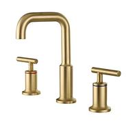 Generico Rubinetto da Bagno Miscelatore per Lavabo 3 Fori in Ottone Tipo Split con Doppia Maniglia per Acqua Calda E Fredda con Erogatore A Risparmio Idrico E Finitura Oro Spazzolato