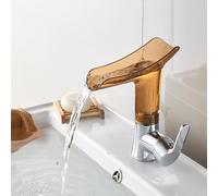 Generico Rubinetto da Bagno Rubinetto Cascata per Lavabo da Bagno in ABS con Uscita Acqua Calda E Fredda Colore Marrone