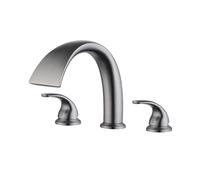 Generico Rubinetto da Bagno Rubinetto Miscelatore Cascata 3 Fori con Doppia Leva Colore Grigio per Bagno con Snodo Girevole 360° E Regolazione