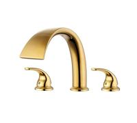 Generico Rubinetto da Bagno Rubinetto Miscelatore Cascata 3 Fori con Doppia Leva Colore Oro per Bagno con Snodo Girevole 360° E Regolazione