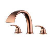 Generico Rubinetto da Bagno Rubinetto Miscelatore Cascata 3 Fori con Doppia Leva Colore Oro Rosa per Lavabo da Bagno con Snodo Girevole 360° E Regolazione Precisa