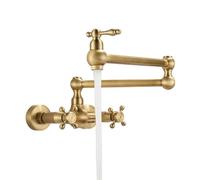 Generico Rubinetto da Bagno Rubinetto Miscelatore per Lavabo in Ottone Anticato Rubinetto da Cucina Pieghevole Rubinetto A Parete per Riempire Pentole Rubinetto con Braccio Girevole A Doppio Snodo-A
