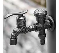 Generico Rubinetto da Bagno Rubinetto per Lavatrice A Parete in Ottone Doppio Rubinetto per Acqua Fredda Nero