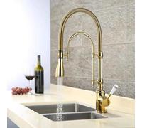 Generico Rubinetto da Cucina con Molla Doccetta Estraibile Acqua Calda E Fredda Beccuccio Flessibile Girevole 360° Ottone-Oro