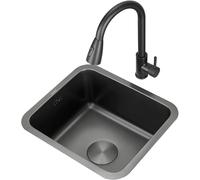Generico Rubinetto Estraibile Nero per lavello da Cucina in Acciaio Inox per sottolavello, Set con Accessori, Moderno per Cucina e Bagno, Facile Installazione e Design, 35x33 cm
