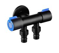 Generico Rubinetto for Acqua Fredda a Doppia Uscita for Bagno, Rubinetto angolare for WC in Acciaio Inox, Rubinetto Singolo for Acqua Fredda a Parete, Rubinetto for Lavatrice(Black JianZui)