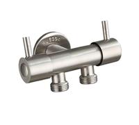 Generico Rubinetto for Bagno con valvola Triangolare, Un Ingresso e Due uscite, valvola Triangolare a Tre Vie, Doppio Controllo, Doppio Interruttore, separatore for l'acqua del WC(Silver A)