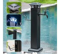 Generico Rubinetto per Colonna d'Acqua con Luce Solare per Esterni - Supporto per Tubo Flessibile Indipendente antigelo - Rubinetto Resistente per Montaggio a Pavimento e apparecchio Decorativo da gi