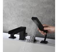 Generico Rubinetto Vasca da Bagno Rubinetti per Vasca con Attacco Doccia Miscelatori a Cascata con Doppia Maniglia per Vasca Rotazione A 360° Doccia per Bagno Nero