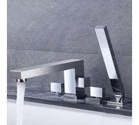 Generico Rubinetto Vasca da Bagno Rubinetti per Vasca da Bagno Set A Quattro Fori con Rubinetto per Vasca da Bagno in Ottone Caldo E Freddo Girevole A 360° con Doccetta Cromata