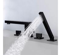 Generico Rubinetto Vasca da Bagno Rubinetti per Vasca da Bagno Set A Quattro Fori con Rubinetto per Vasca da Bagno in Ottone Caldo E Freddo Girevole A 360° con Doccetta Nera