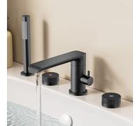 Generico Rubinetto Vasca da Bagno Set di Rubinetti per Vasca A Quattro Fori con Miscelatore per Vasca A 4 Fori in Ottone Caldo E Freddo Girevole A 360° Nero