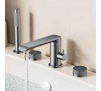 Generico Rubinetto Vasca da Bagno Set di Rubinetti per Vasca A Quattro Fori con Miscelatore per Vasca A 4 Fori in Ottone Caldo E Freddo Girevole A 360° Grigio