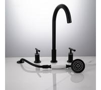 Generico Rubinetto Vasca da Bagno Set di Rubinetti per Vasca A Quattro Fori con Rubinetto per Vasca Caldo E Freddo Girevole A 360° Set di Rubinetti per Vasca A 4 Fori in Ottone Nero