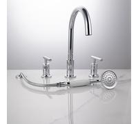 Generico Rubinetto Vasca da Bagno Set di Rubinetti per Vasca A Quattro Fori con Rubinetto per Vasca Caldo E Freddo Girevole A 360° Set di Rubinetti per Vasca A 4 Fori in Ottone Cromato