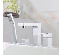 Generico Rubinetto Vasca da Bagno Set di Rubinetti per Vasca da Bagno A Quattro Fori Miscelatore per Vasca E Doccia in Ottone Caldo E Freddo Cromato