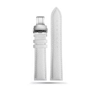 Generico Run Ken 16mm 18mm 20mm 22mm Nero Marrone Rosso Grado Lucertola Modello Uomo E Donna Cinturino Cinturino In Vera Pelle(White silver buckle,21mm)