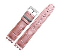Generico Run Ken Cinturino Da Polso In Vera Pelle Di Vitello 17 Mm E 19 Compatibile Con Cinturini For Orologi Swatch Uomo Donna Motivo Alligatore, Accessori For For(Pink,17mm)