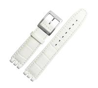 Generico Run Ken Cinturino Da Polso In Vera Pelle Di Vitello 17 Mm E 19 Compatibile Con Cinturini For Orologi Swatch Uomo Donna Motivo Alligatore, Accessori For For(White,19mm)