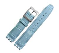 Generico Run Ken Cinturino Da Polso In Vera Pelle Di Vitello 17 Mm E 19 Compatibile Con Cinturini For Orologi Swatch Uomo Donna Motivo Alligatore, Accessori For For(Sky blue,17mm)