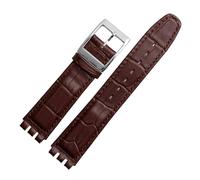 Generico Run Ken Cinturino Da Polso In Vera Pelle Di Vitello 17 Mm E 19 Compatibile Con Cinturini For Orologi Swatch Uomo Donna Motivo Alligatore, Accessori For For(Brown,17mm)