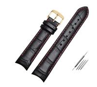 Generico Run Ken Cinturino For Orologio Con Estremità Curva In Vera Pelle 20mm Compatibile For Citizen BL9002-37 05A BT0001-12E 01A 21mm 22mm(Black red pin g,22mm)