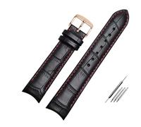 Generico Run Ken Cinturino For Orologio Con Estremità Curva In Vera Pelle 20mm Compatibile For Citizen BL9002-37 05A BT0001-12E 01A 21mm 22mm(Black red pin r,20mm)