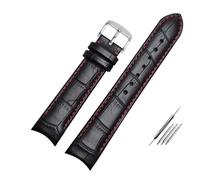 Generico Run Ken Cinturino For Orologio Con Estremità Curva In Vera Pelle 20mm Compatibile For Citizen BL9002-37 05A BT0001-12E 01A 21mm 22mm(Black red pin s,21mm)